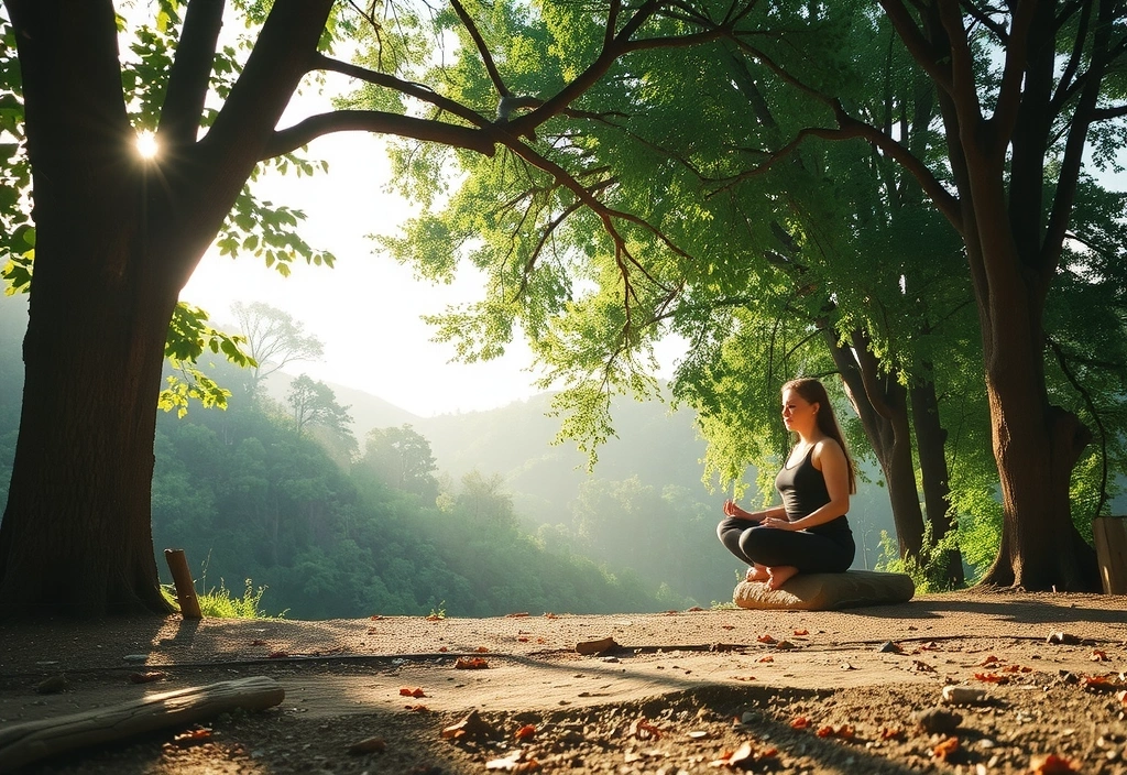 Persona meditando en un entorno natural