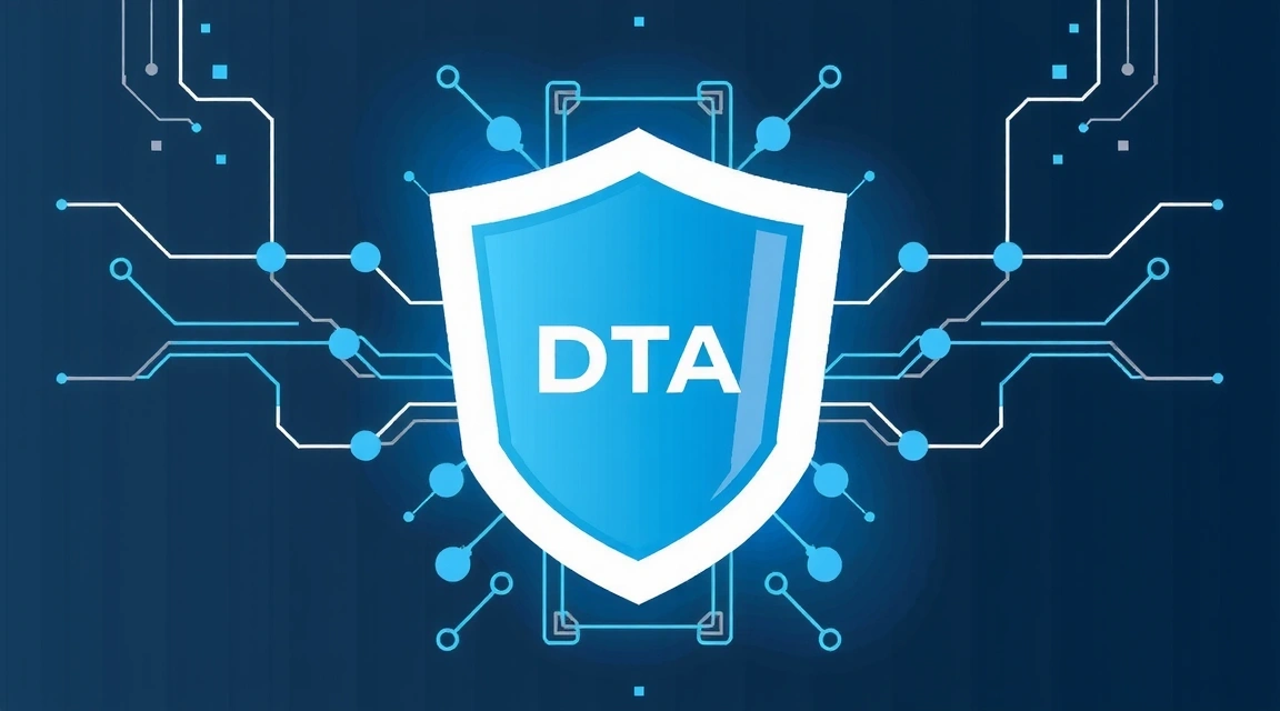 Ilustración de un escudo digital protegiendo datos, simbolizando la seguridad de la información.