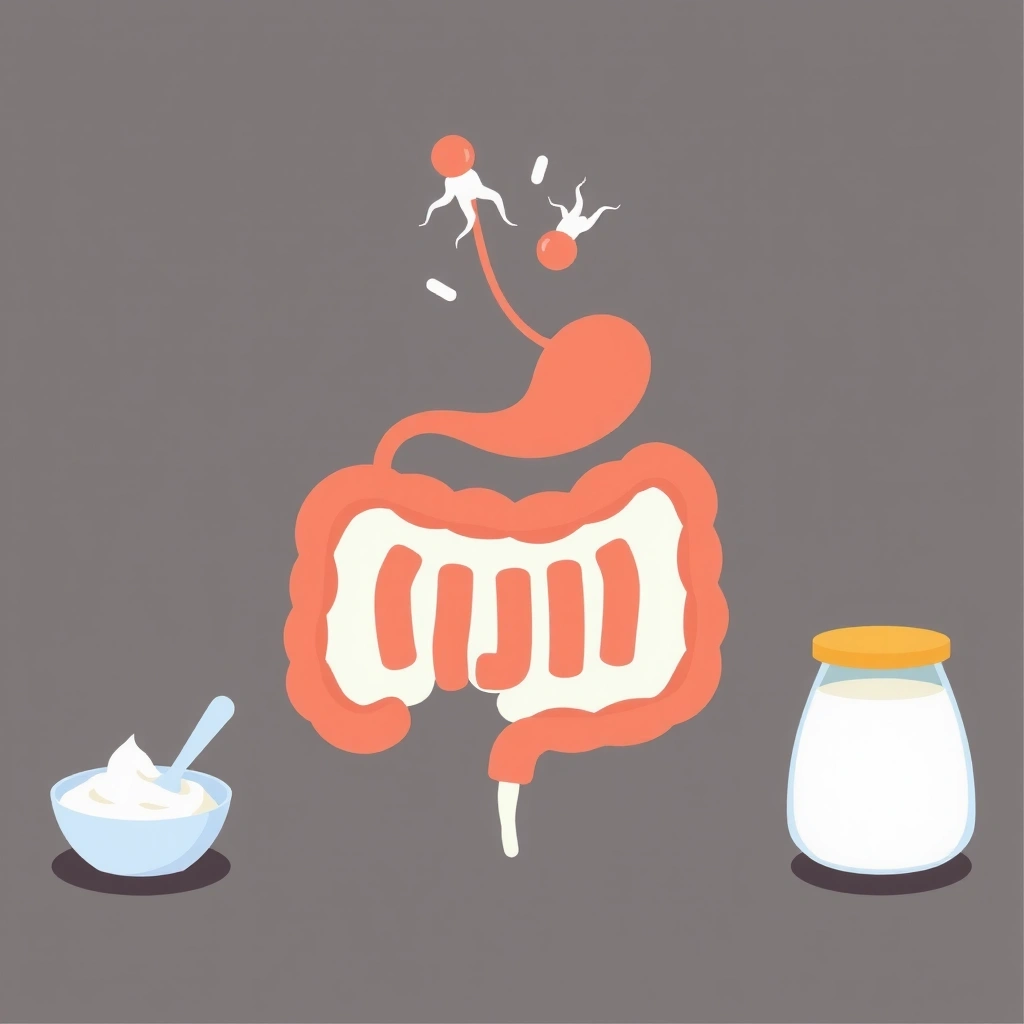 Ilustración de probióticos y salud intestinal